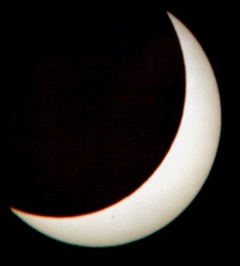 Solar eclipse - August 11th 1999, the maximum from Athens. Projected on a sheet of paper from my TAL-1 reflector.